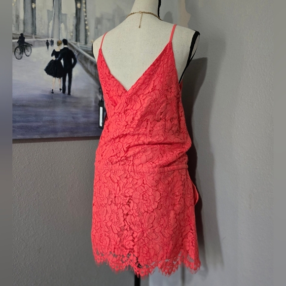 Chaser Lace Mini Dress In Coral - Picture 4 of 11
